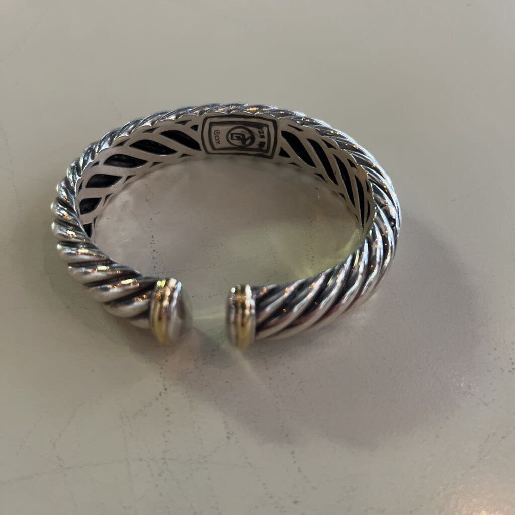 David Yurman Two Tone Wide Sculpted Cable Cuff Bracelet