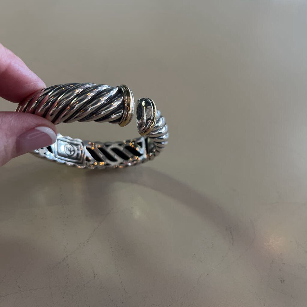 David Yurman Two Tone Wide Sculpted Cable Cuff Bracelet