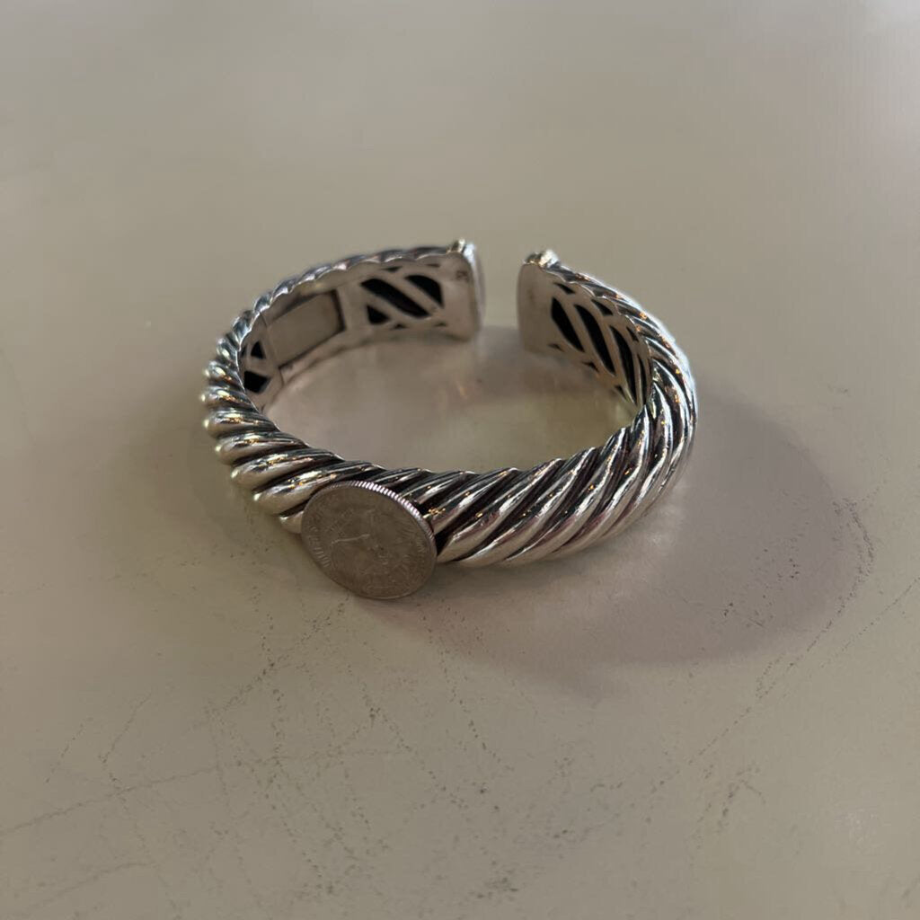 David Yurman Two Tone Wide Sculpted Cable Cuff Bracelet
