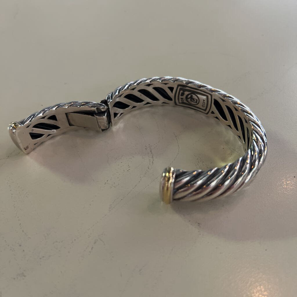 David Yurman Two Tone Wide Sculpted Cable Cuff Bracelet