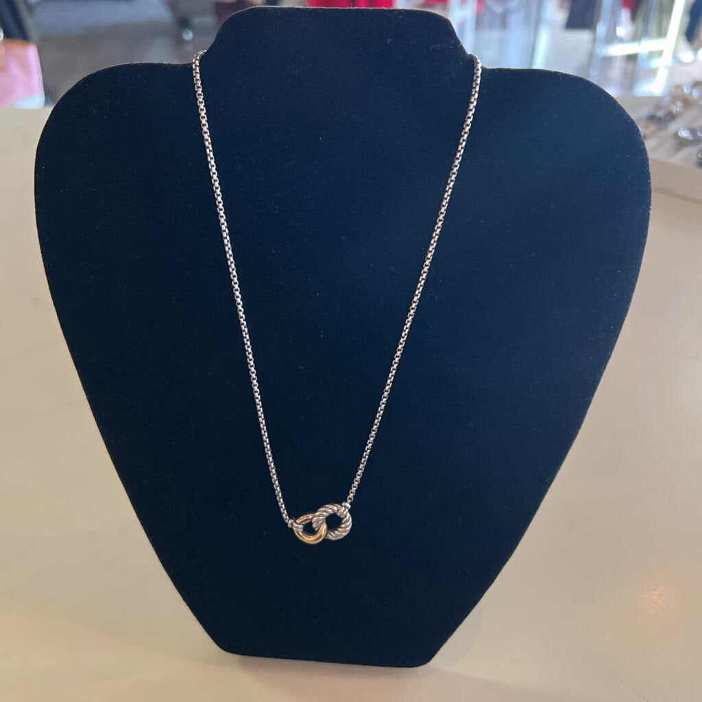 David Yurman Tow Tone Interlocking Circles Pendant Necklace