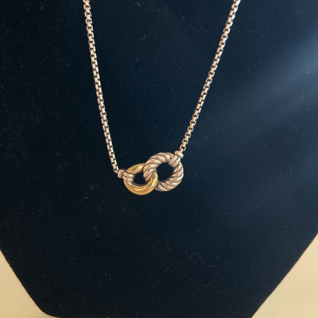 David Yurman Tow Tone Interlocking Circles Pendant Necklace
