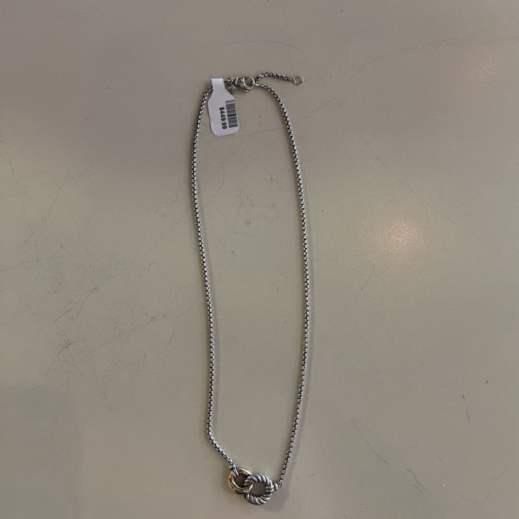 David Yurman Tow Tone Interlocking Circles Pendant Necklace