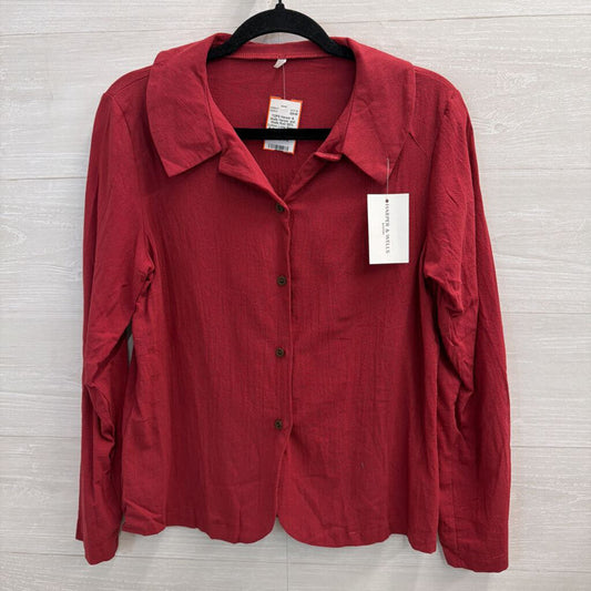 Harper and Wells Red 100% Cotton Long Sleeve Button Down Top Large