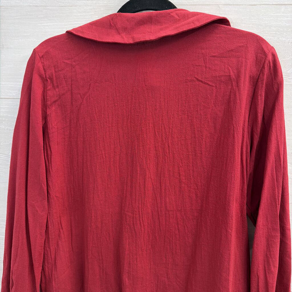Harper and Wells Red 100% Cotton Long Sleeve Button Down Top Large