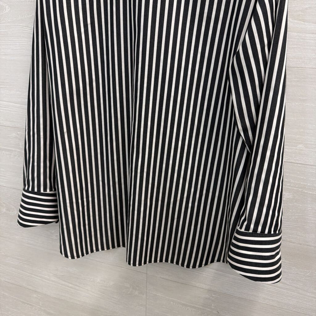 Foxcroft Grey/ White Striped Long Sleeve Button Down Top 14