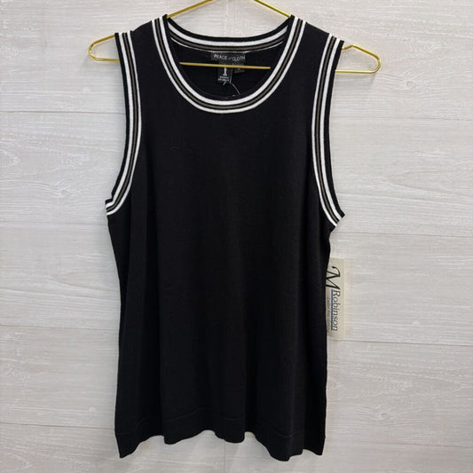 Peace of Cloth Black/ White/ Gold Striped Detail Tank Top Large