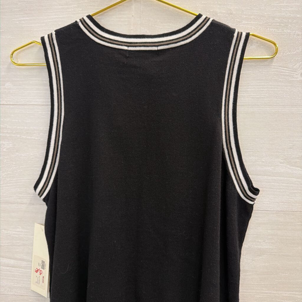 Peace of Cloth Black/ White/ Gold Striped Detail Tank Top Large