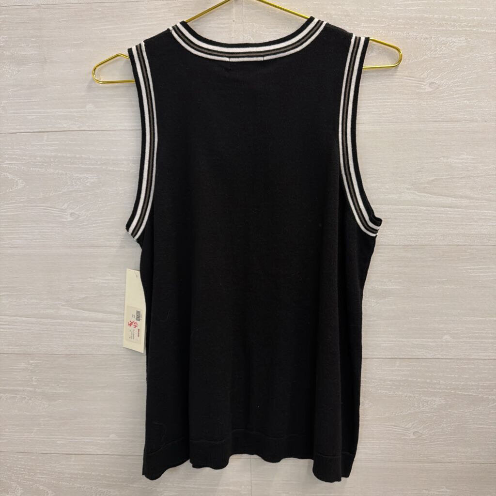 Peace of Cloth Black/ White/ Gold Striped Detail Tank Top Large