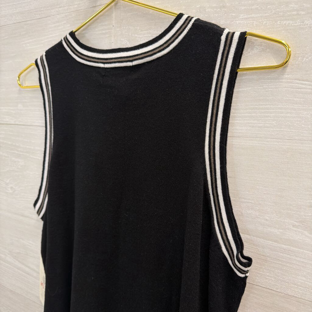 Peace of Cloth Black/ White/ Gold Striped Detail Tank Top Large