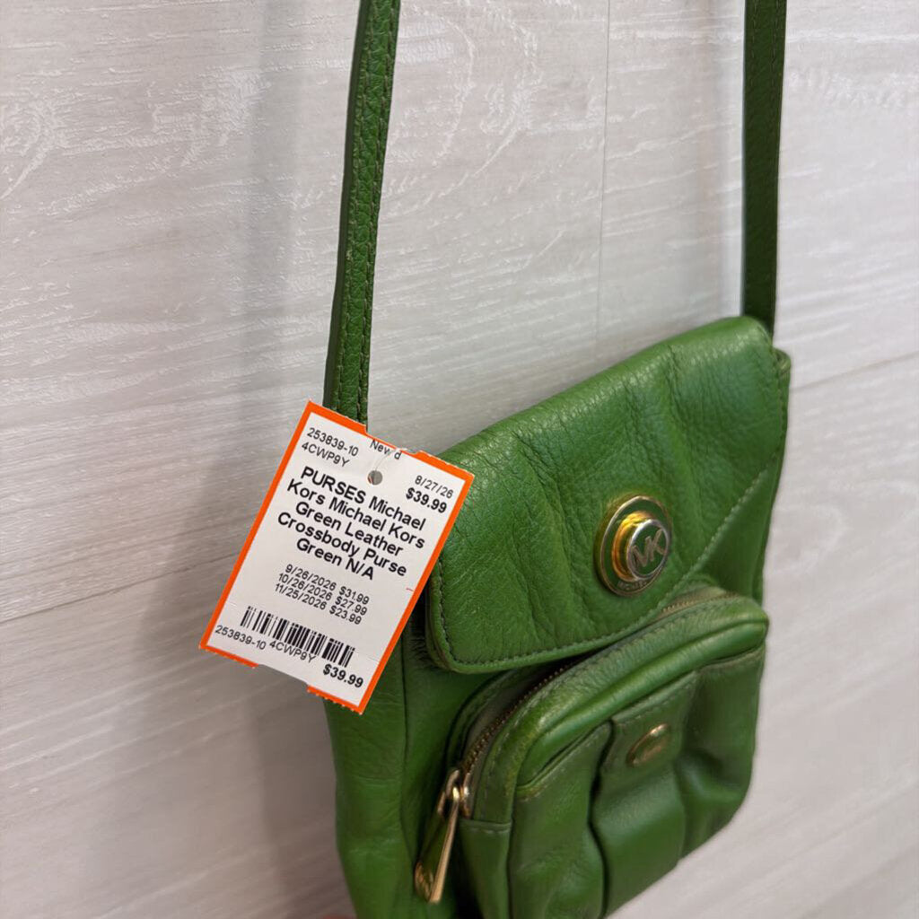 Michael Kors Green Leather Crossbody Purse