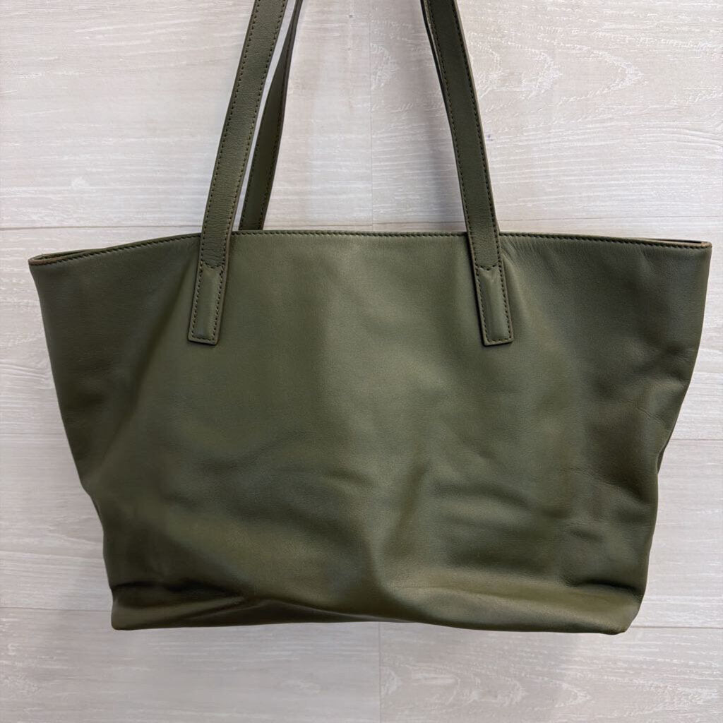 Quince Green Leather Tote Purse