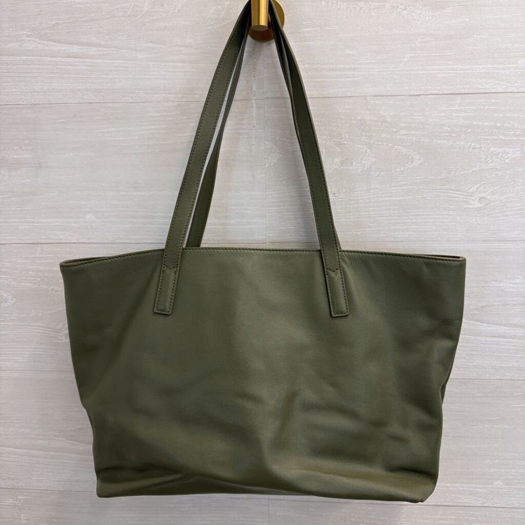 Quince Green Leather Tote Purse