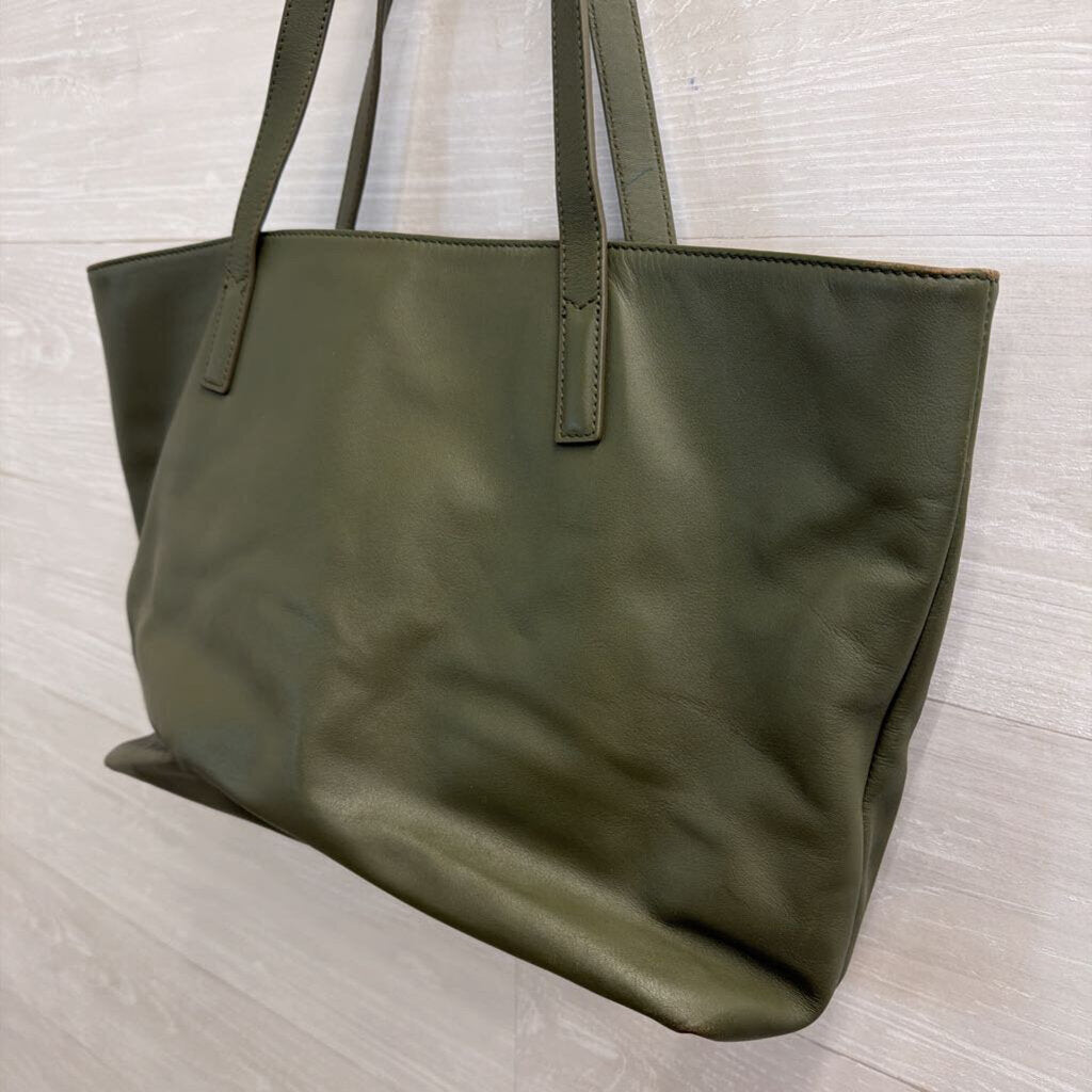 Quince Green Leather Tote Purse