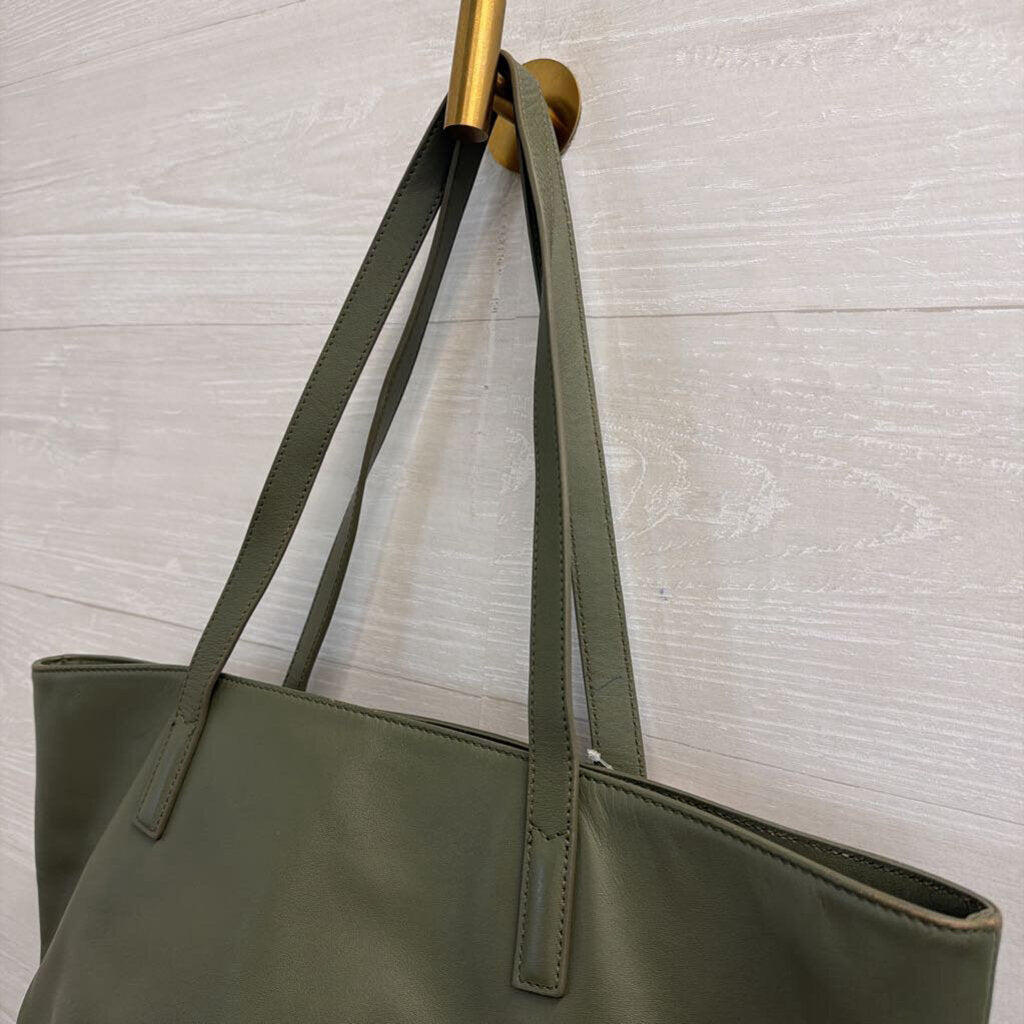 Quince Green Leather Tote Purse
