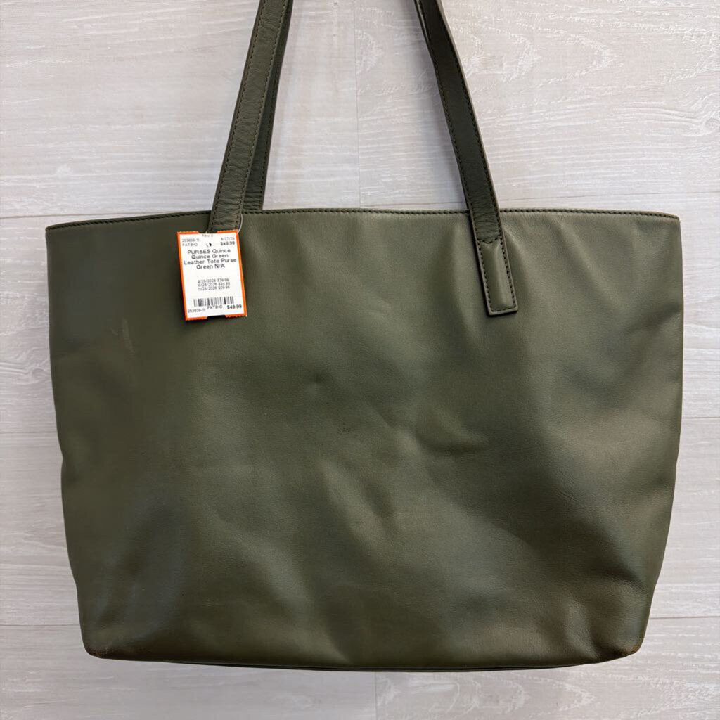 Quince Green Leather Tote Purse
