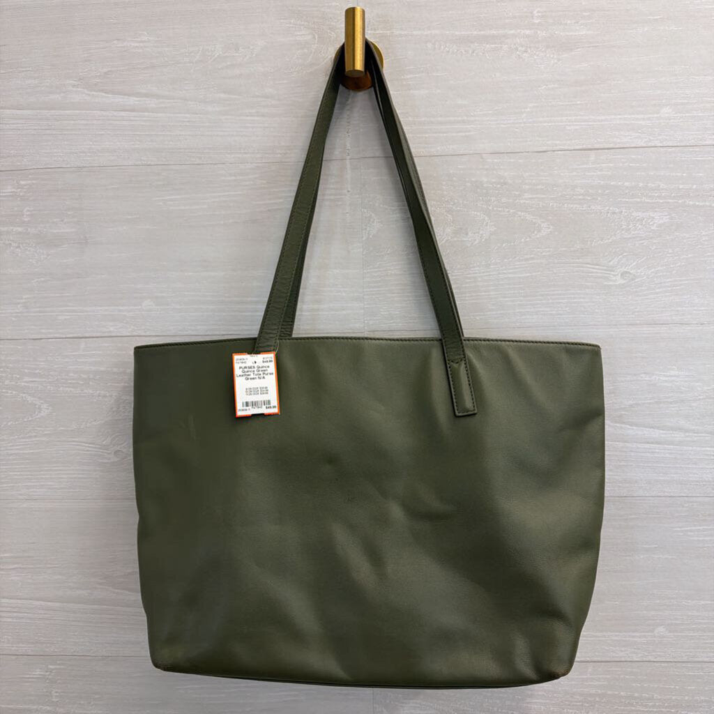 Quince Green Leather Tote Purse