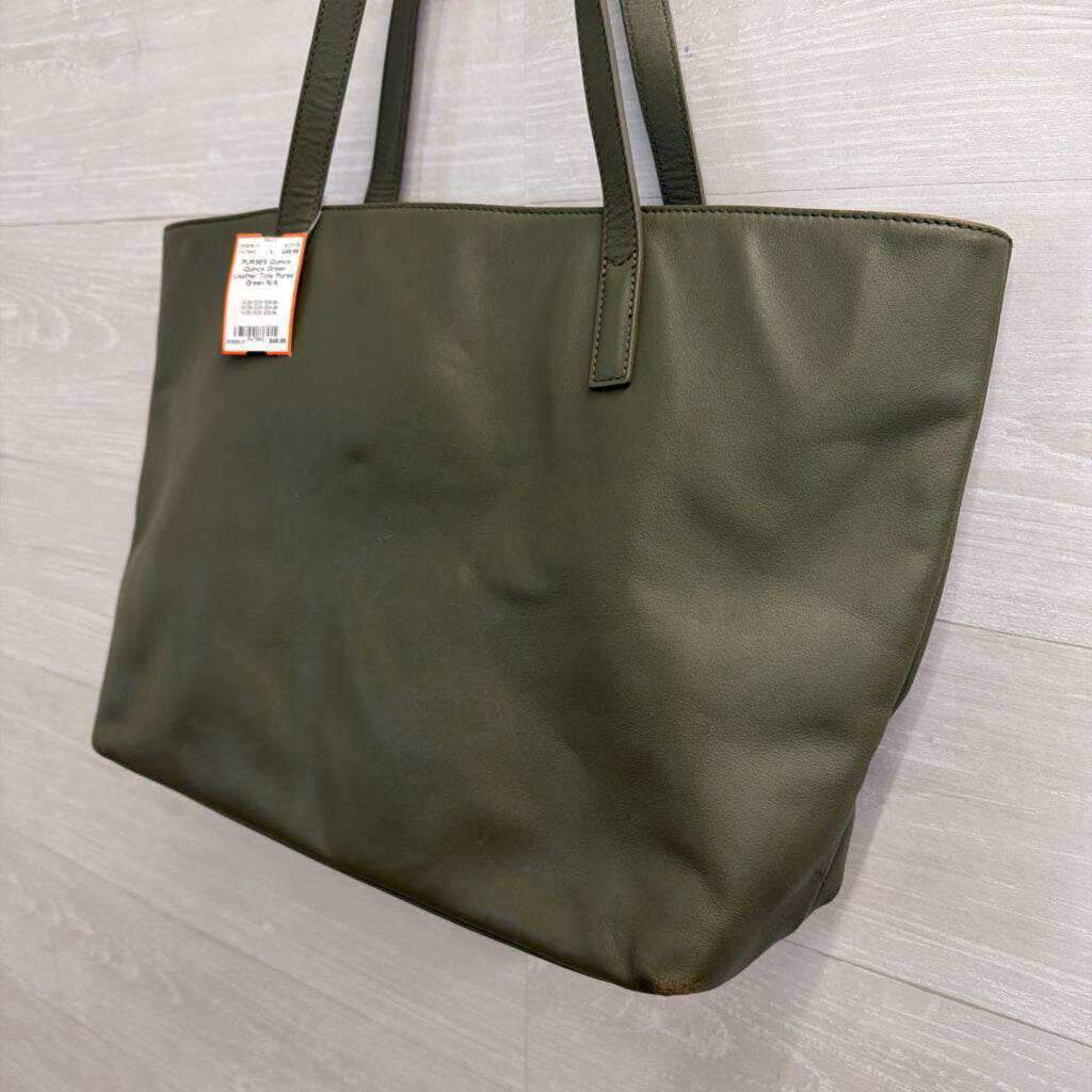 Quince Green Leather Tote Purse