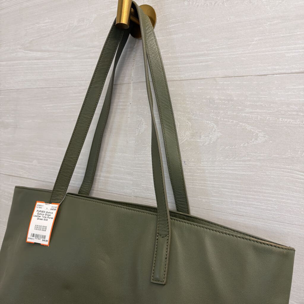 Quince Green Leather Tote Purse