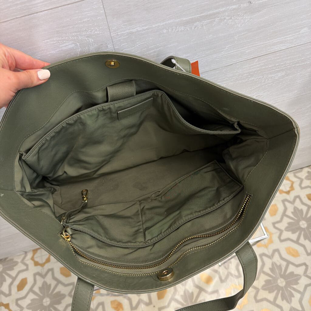 Quince Green Leather Tote Purse