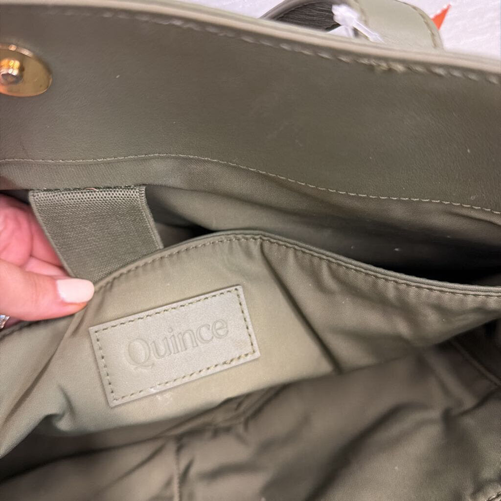 Quince Green Leather Tote Purse