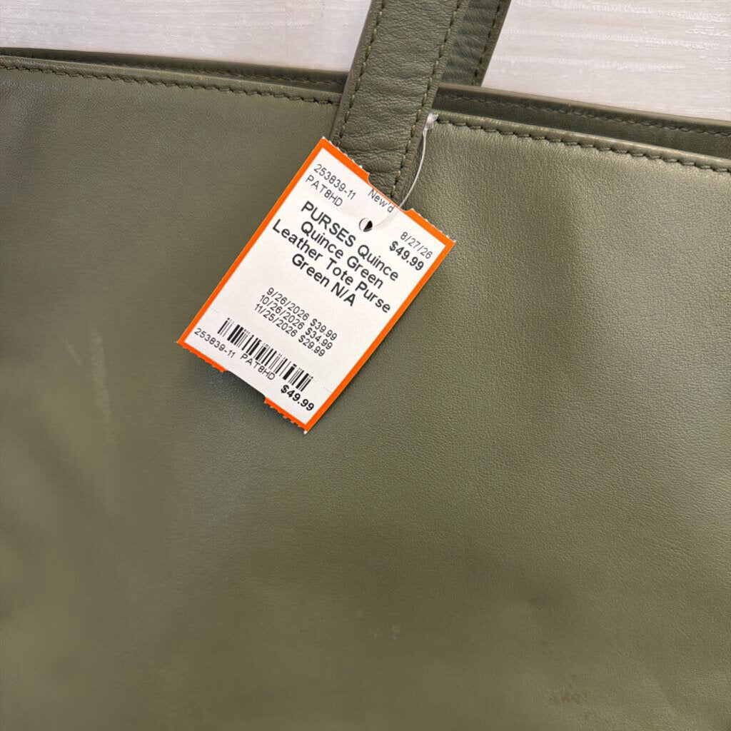 Quince Green Leather Tote Purse
