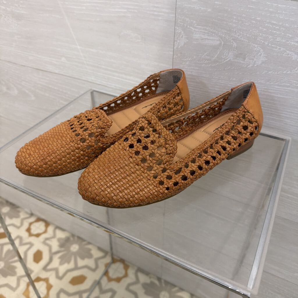 Me Too Brown Woven Leather Slip On Loafers 8.5