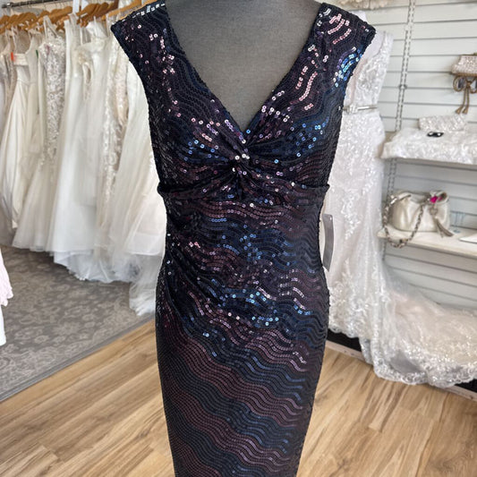 David Meister Black/ Purple/ Blue Sequin Short Formal Dress 4