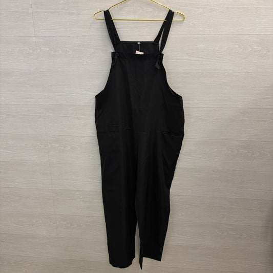 Black Wide Leg Tie Strap Overalls Large