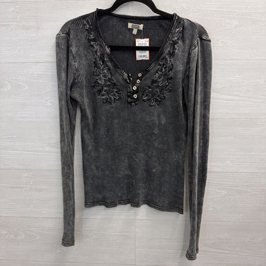 Gimmicks Grey Ribbed Long Sleeve Top Large