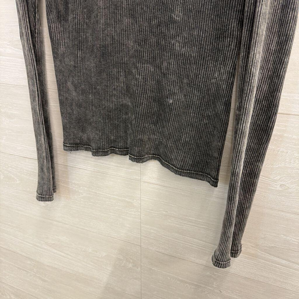 Gimmicks Grey Ribbed Long Sleeve Top Large