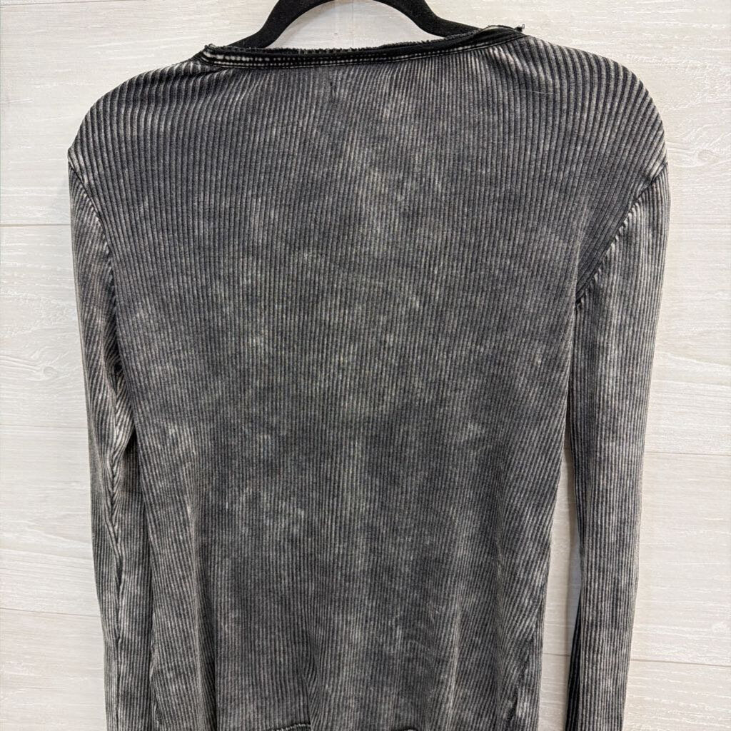 Gimmicks Grey Ribbed Long Sleeve Top Large