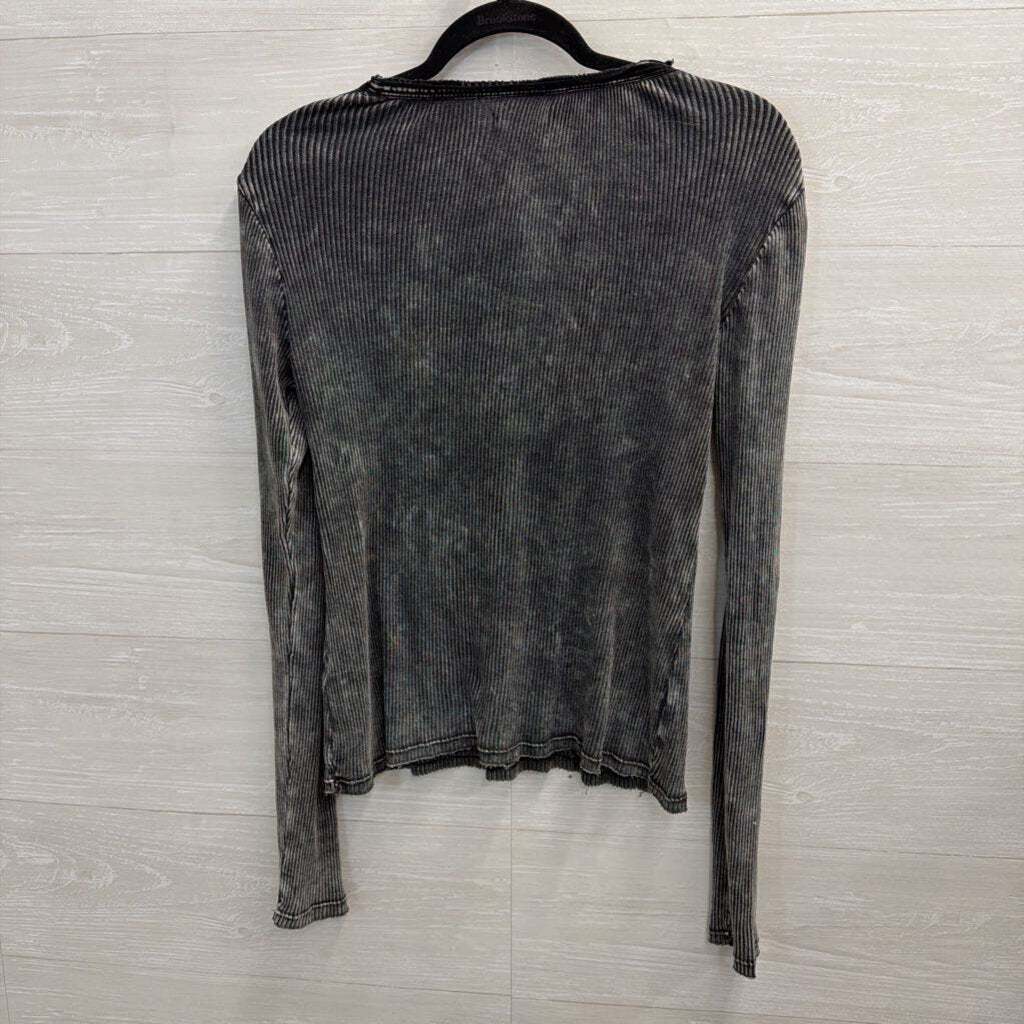 Gimmicks Grey Ribbed Long Sleeve Top Large