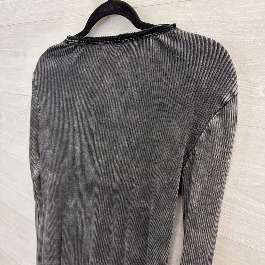 Gimmicks Grey Ribbed Long Sleeve Top Large