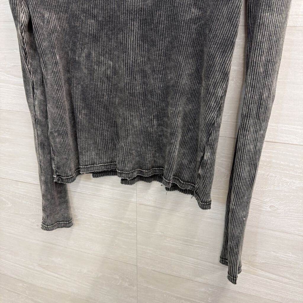 Gimmicks Grey Ribbed Long Sleeve Top Large