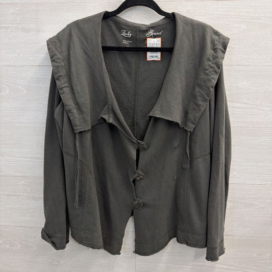 Lucky Brand Green Long Sleeve Button Front Top Large