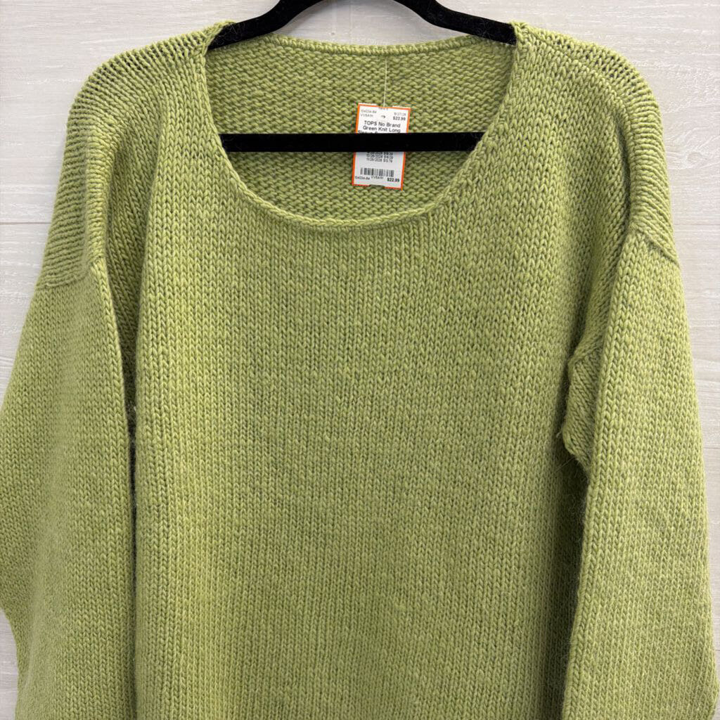 Green Knit Long Sleeve Sweater Top Large