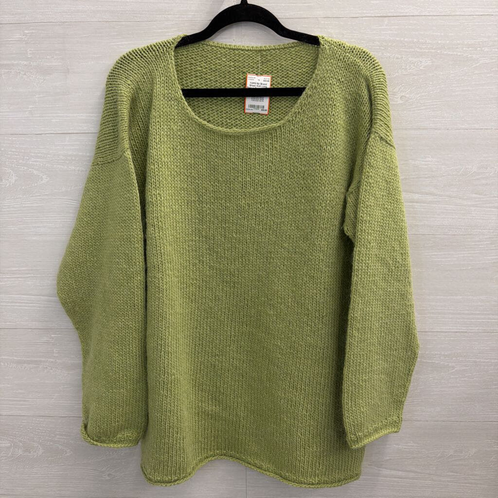 Green Knit Long Sleeve Sweater Top Large