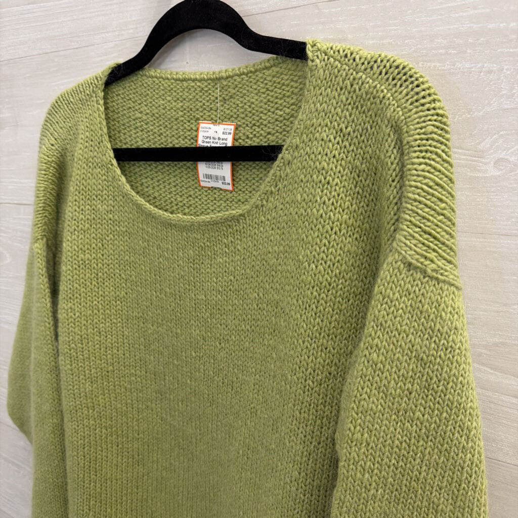 Green Knit Long Sleeve Sweater Top Large
