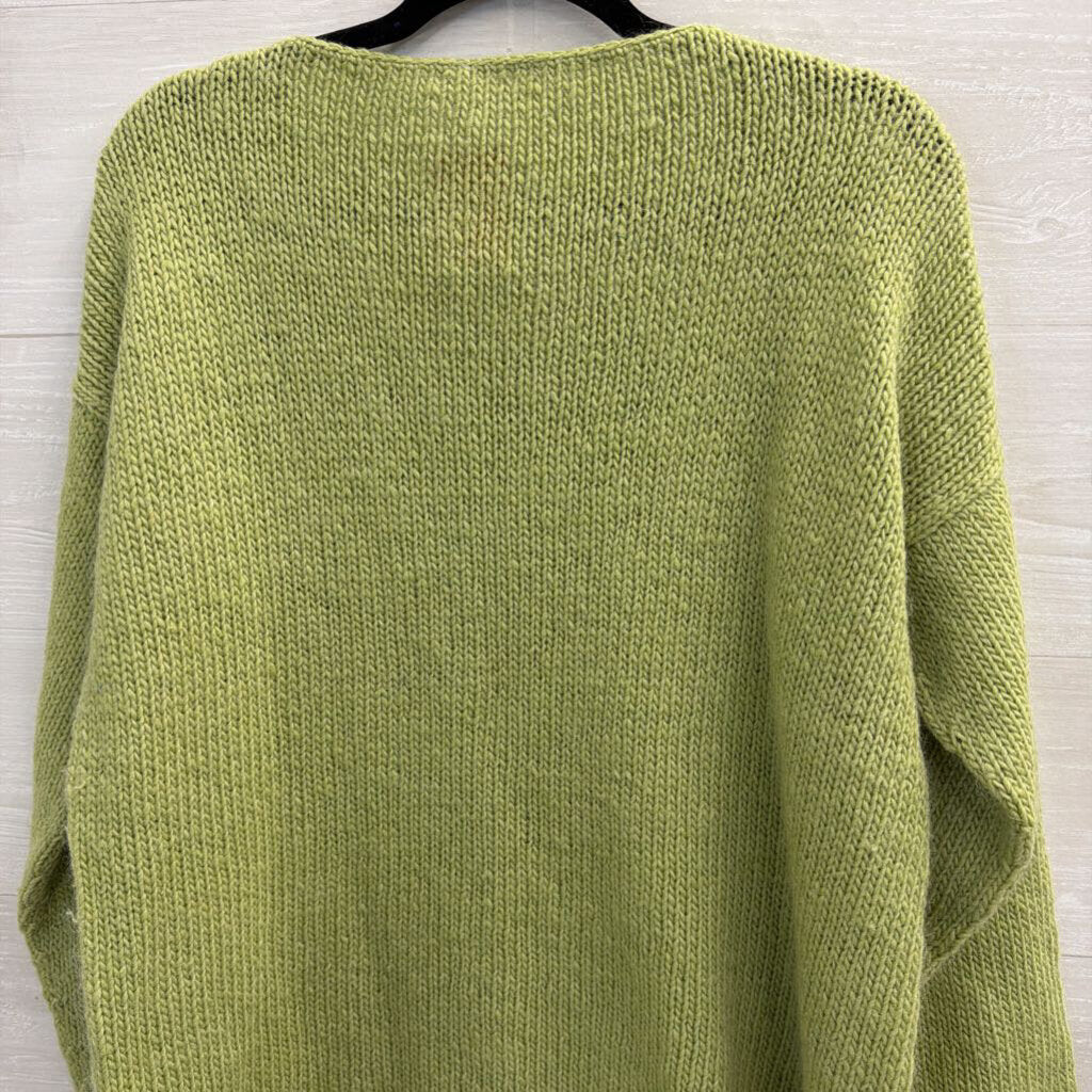 Green Knit Long Sleeve Sweater Top Large