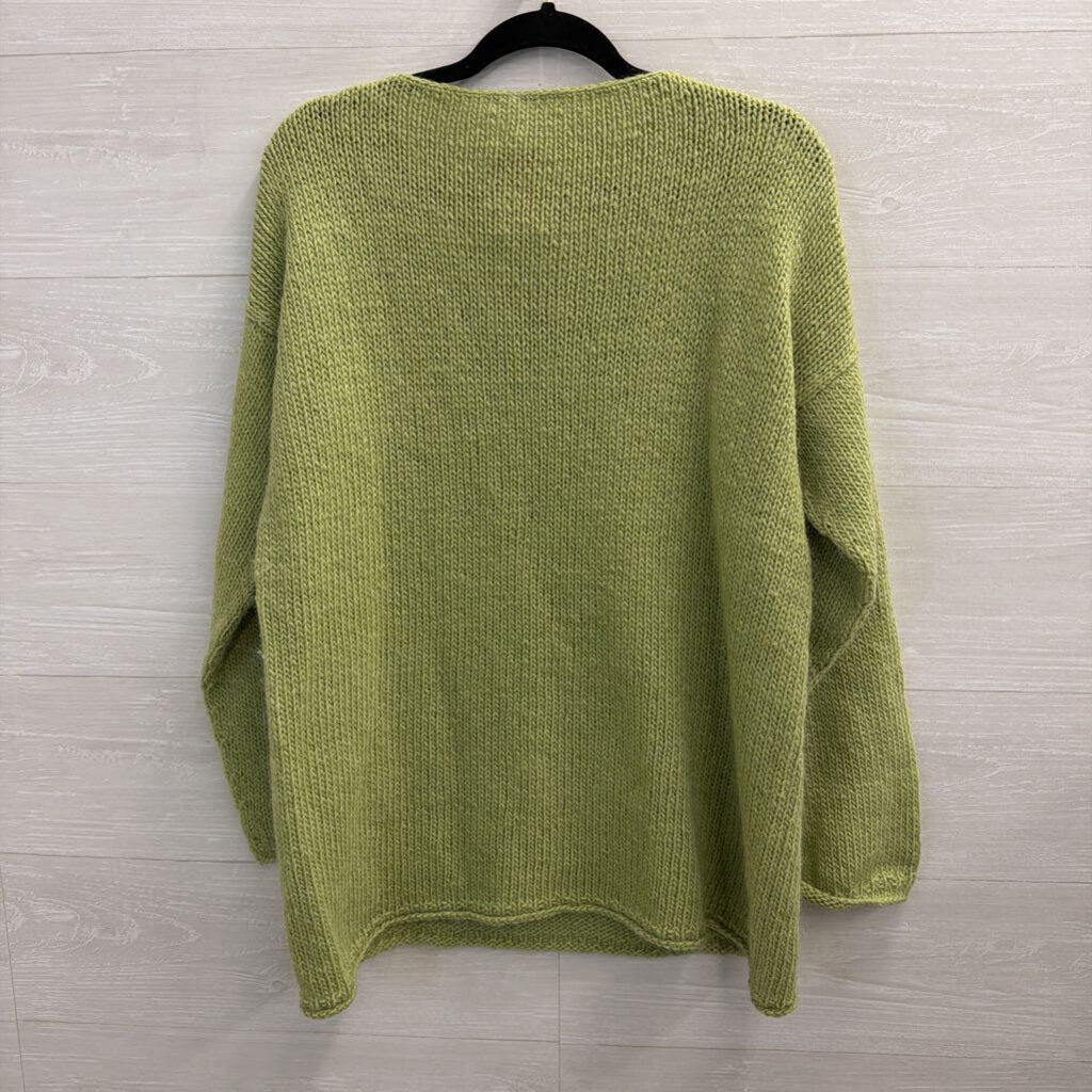 Green Knit Long Sleeve Sweater Top Large