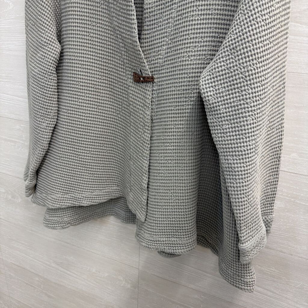 Focus Casual Life Grey Textured Front Button Long Sleeve Top Extra Large