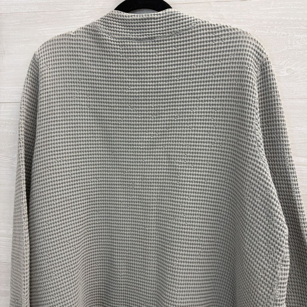 Focus Casual Life Grey Textured Front Button Long Sleeve Top Extra Large