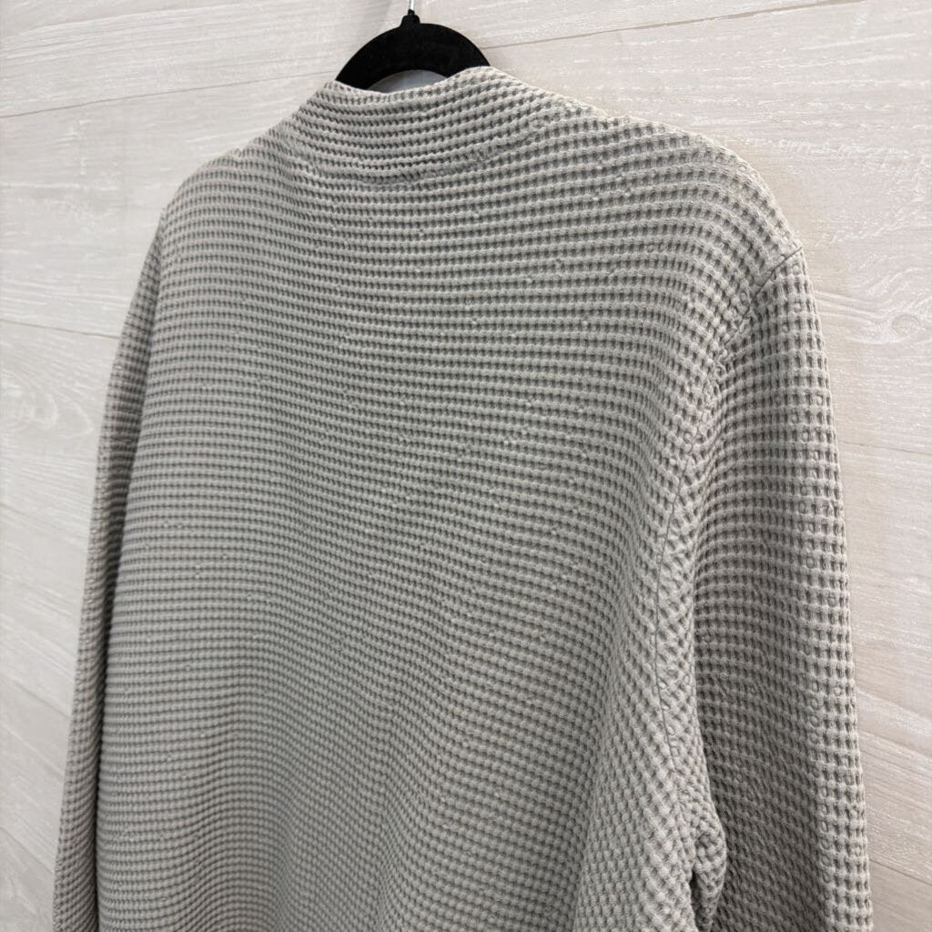 Focus Casual Life Grey Textured Front Button Long Sleeve Top Extra Large