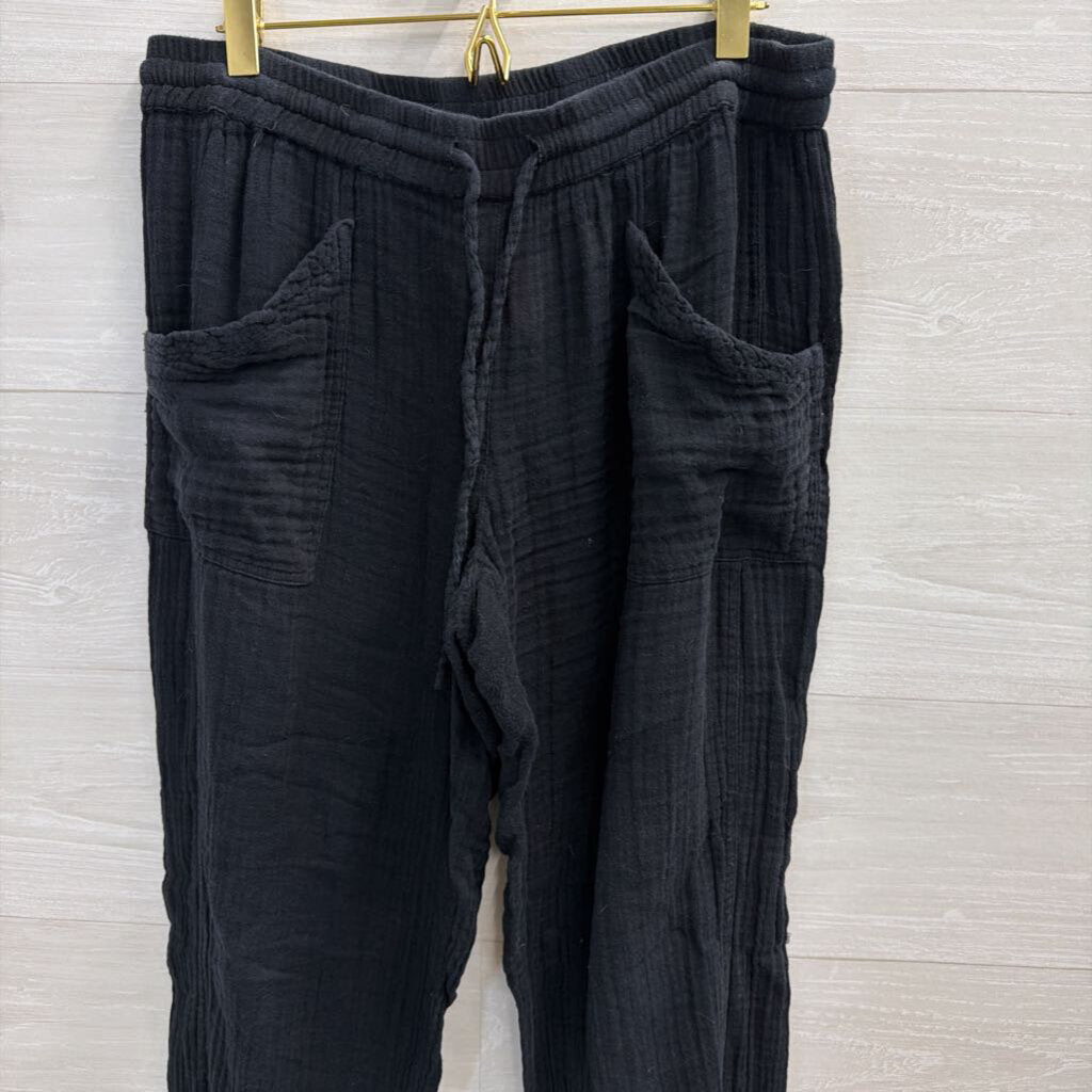 Michael Stars Black Textured Pull On Jogger Pants Medium