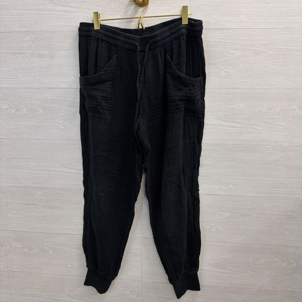 Michael Stars Black Textured Pull On Jogger Pants Medium