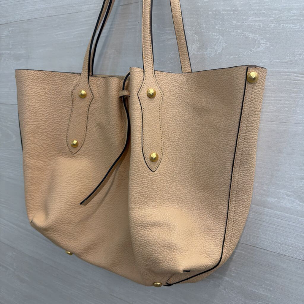 Annabel Ingall Pink Pebbled Leather Shoulder Tote Purse