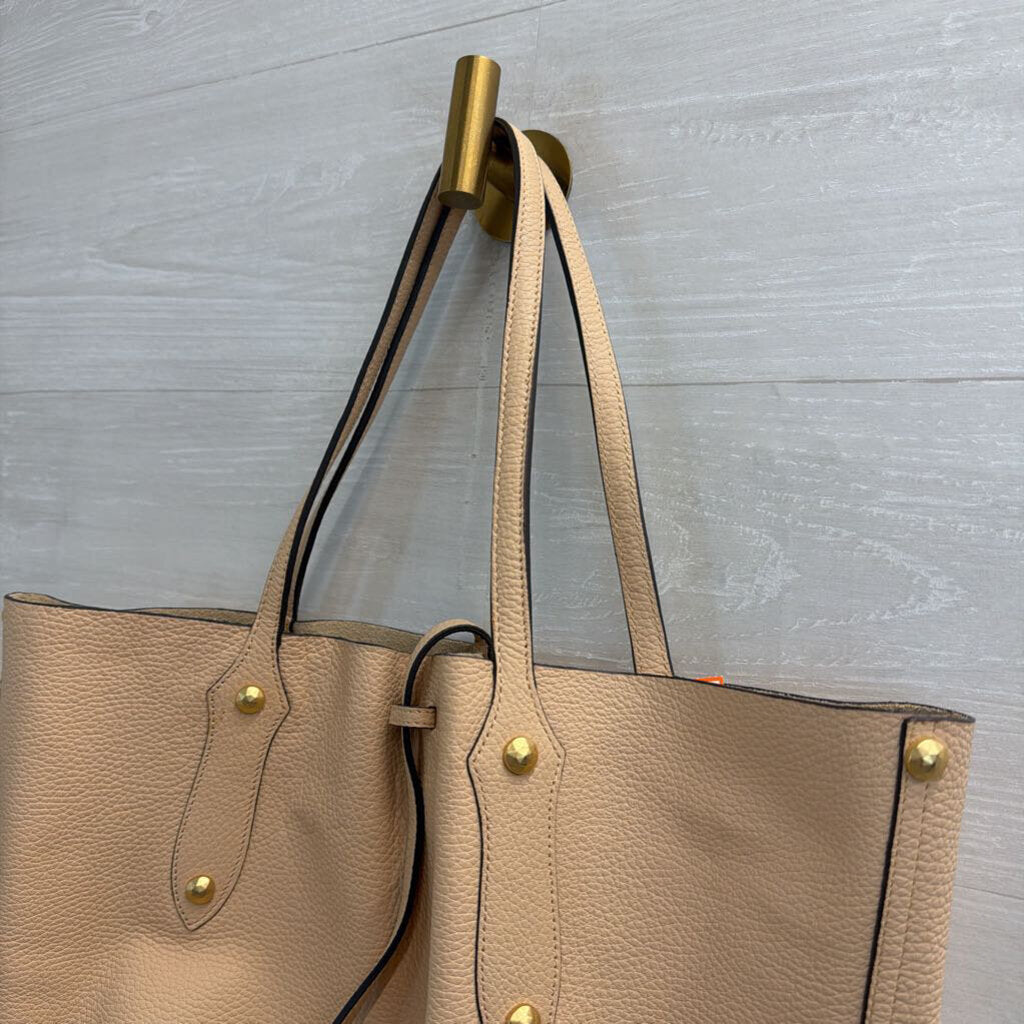 Annabel Ingall Pink Pebbled Leather Shoulder Tote Purse