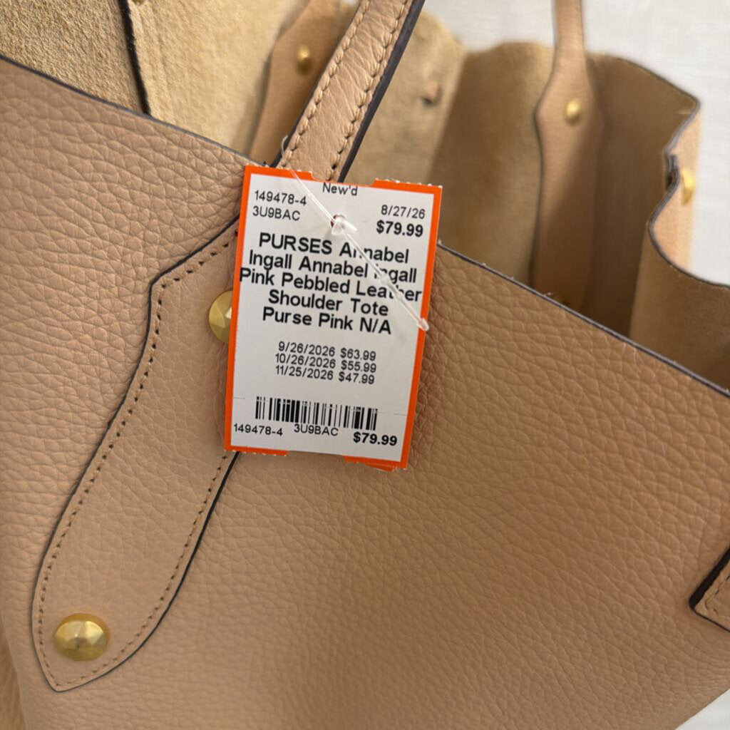 Annabel Ingall Pink Pebbled Leather Shoulder Tote Purse