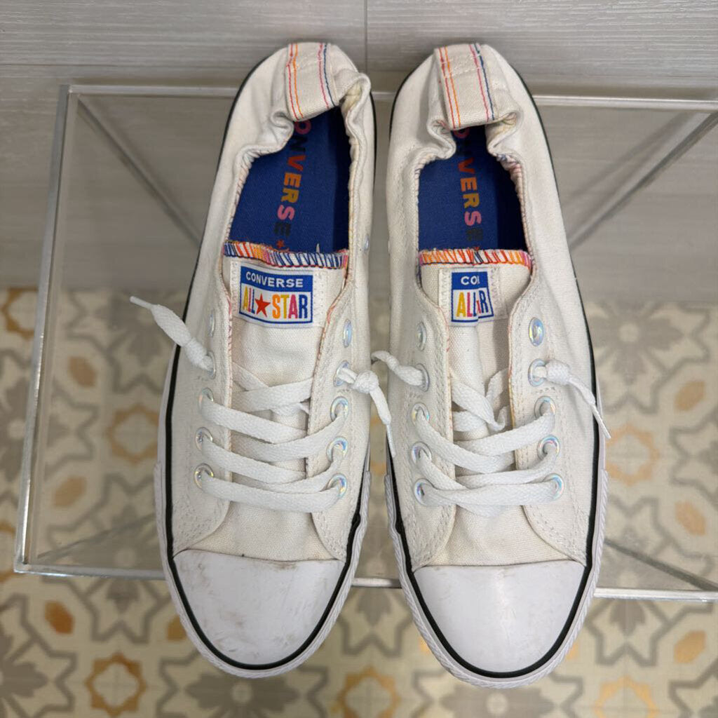 Converse All Star White/ Multi Stitch Shoreline Slip On Sneakers 11